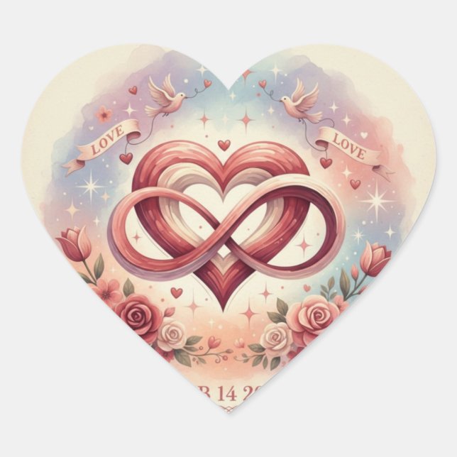 Romantic Heart Infinity Design Sticker (Front)