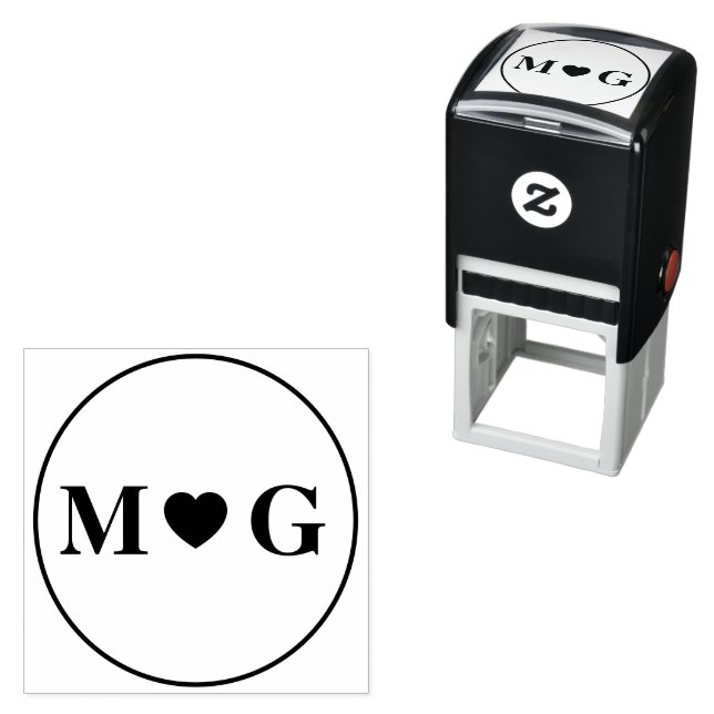 Romantic Heart Monogram self-inking stamp for Love (In Situ)