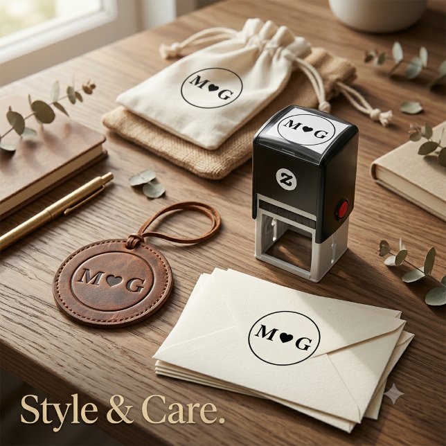 Romantic Heart Monogram self-inking stamp for Love (Romantic Heart Monogram self-inking stamp for Love)