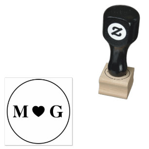 Romantic Heart Monogram Wood Art stamp for Love