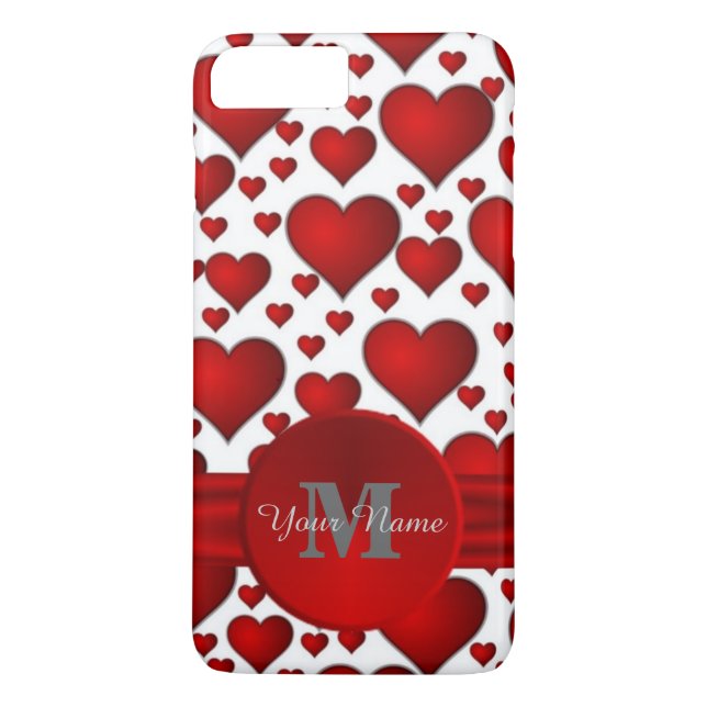 Romantic heart pattern monogrammed Case-Mate iPhone case (Back)