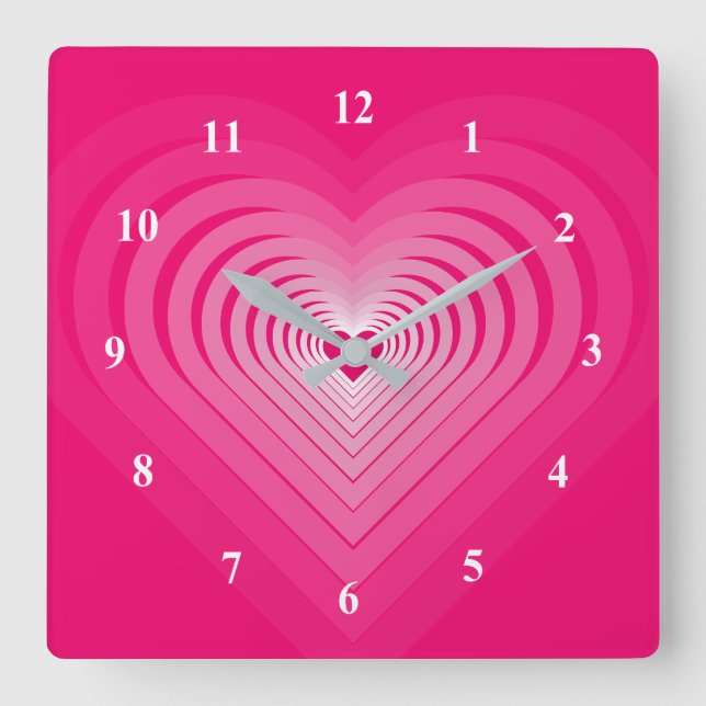 Romantic Heart Pink Clock (Front)
