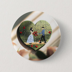 Romantic Heart Puzzle Button