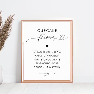Romantic Heart Script Cupcake Flavours Wedding Sig Poster