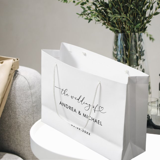 Romantic Heart Script Minimalist The Wedding Of Large Gift Bag (Creator Uploaded)