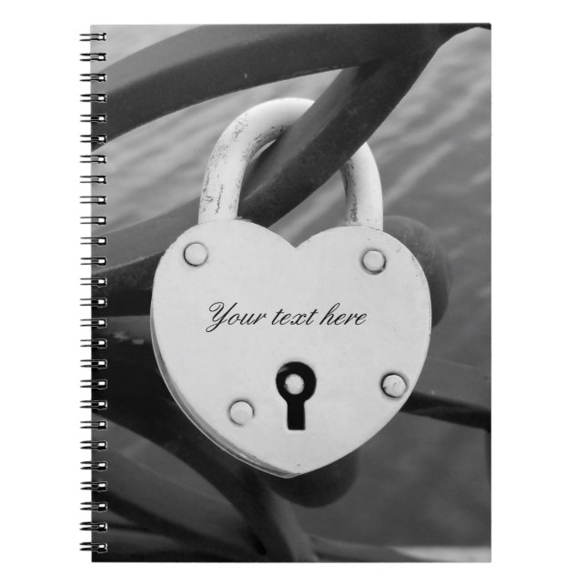 Romantic heart shape love lock photo notebook (Front)