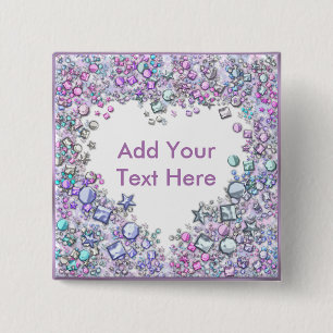 Romantic Heart Soft Pink Pastel Colours Add Text 2 Inch Square Button