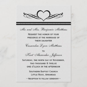 Romantic Heart Swirls Wedding Invitation