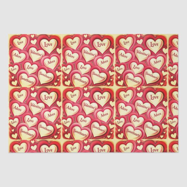 Romantic Heart-Themed Valentine's Day Tissue Paper (Front)