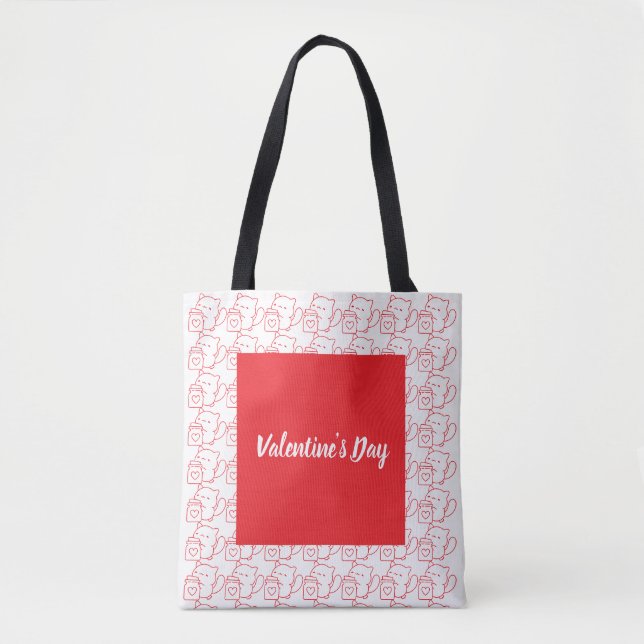 Romantic Heart Valentine’s Day Design Tote Bag (Front)