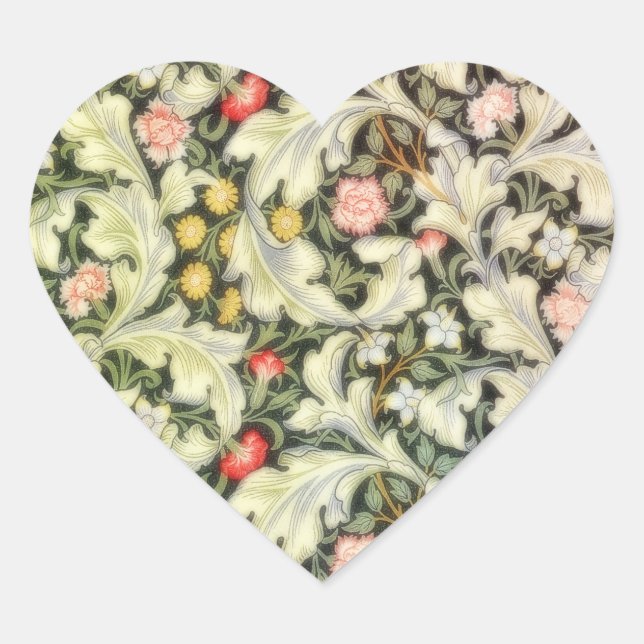 Romantic Heart Vintage Floral Sticker (Front)