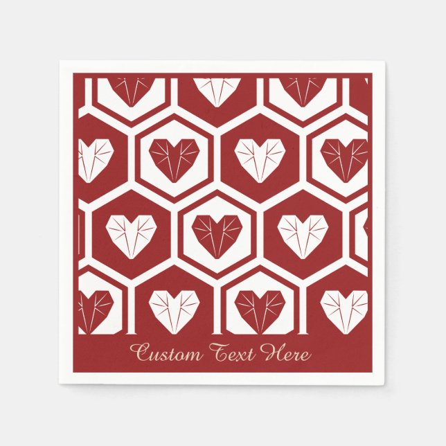 Romantic Heart White Diamond Heart Personalize Napkin (Front)