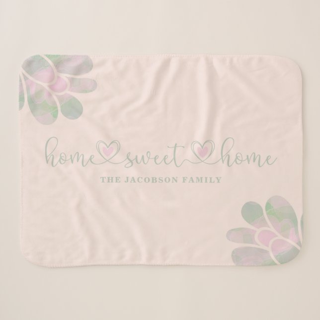 Romantic Heart Wimshical Home Sweet Home Quote Sherpa Blanket (Front (Horizontal))