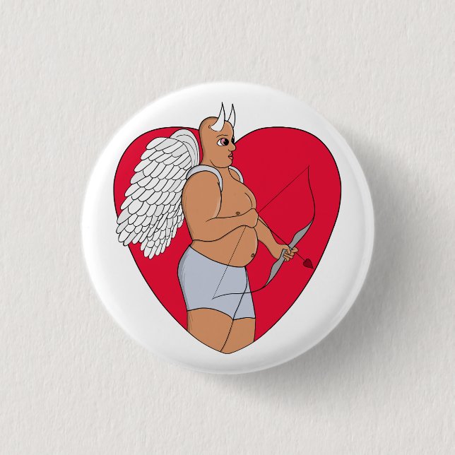 Romantic Heart With an Unusual Cupid 1 Inch Round Button (Front)