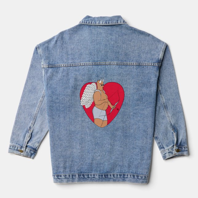Romantic Heart With an Unusual Cupid Denim Jacket (Back)