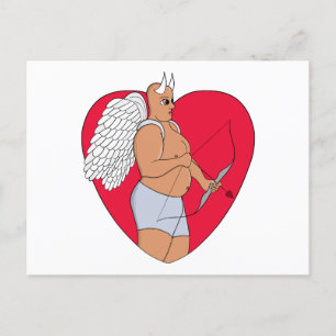 Romantic Heart With an Unusual Cupid Holiday Postcard