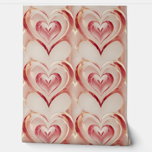 Romantic Heart within a heart design pattern pink Wallpaper (Unrolling)