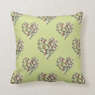Romantic Hearts Floral Pattern Throw Pillow