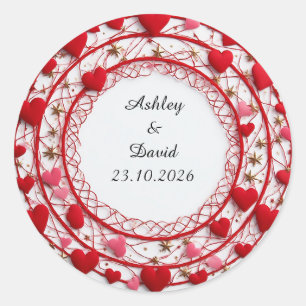 💖 Romantic Hearts For Couple Celebration Decor 💌 Classic Round Sticker