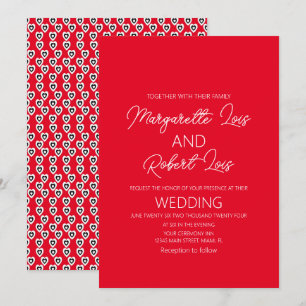 Romantic Hearts Love Red  Black Wedding   Invitation