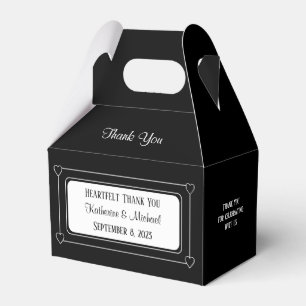 Romantic Hearts Modern Black and White Wedding Favor Box