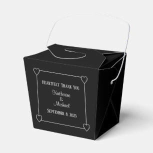 Romantic Hearts Modern Black Simple Wedding Favor Box