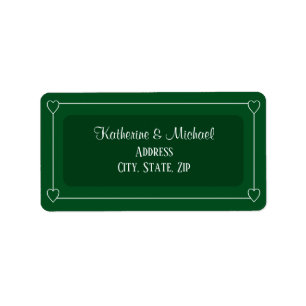 Romantic Hearts Modern Dark Green Simple Wedding Label