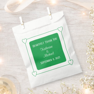 Romantic Hearts Modern Green Wedding Favour Bag
