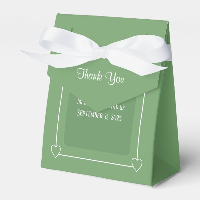 Romantic Hearts Modern Light Green Simple Wedding Favor Box (Front Side)