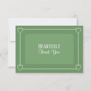Romantic Hearts Modern Light Green Simple Wedding Thank You Card
