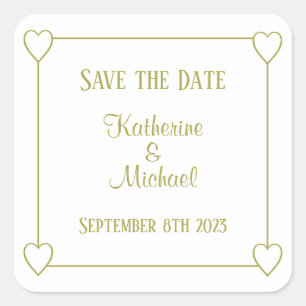 Romantic Hearts Modern White Simple Wedding Square Sticker