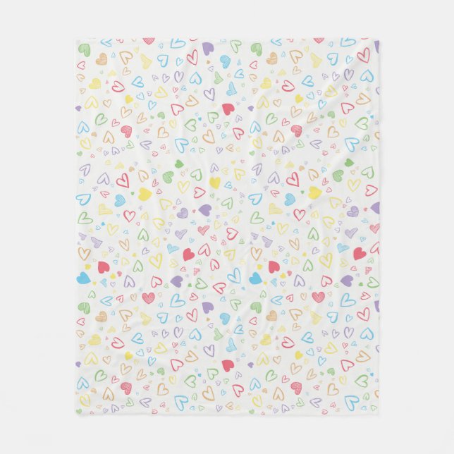 romantic hearts pattern fleece blanket (Front)