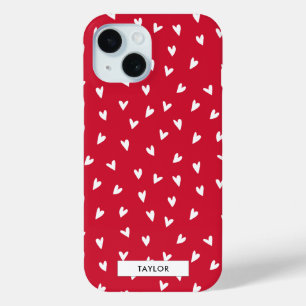 Romantic Hearts Personalized Monogram Name iPhone 15 Case