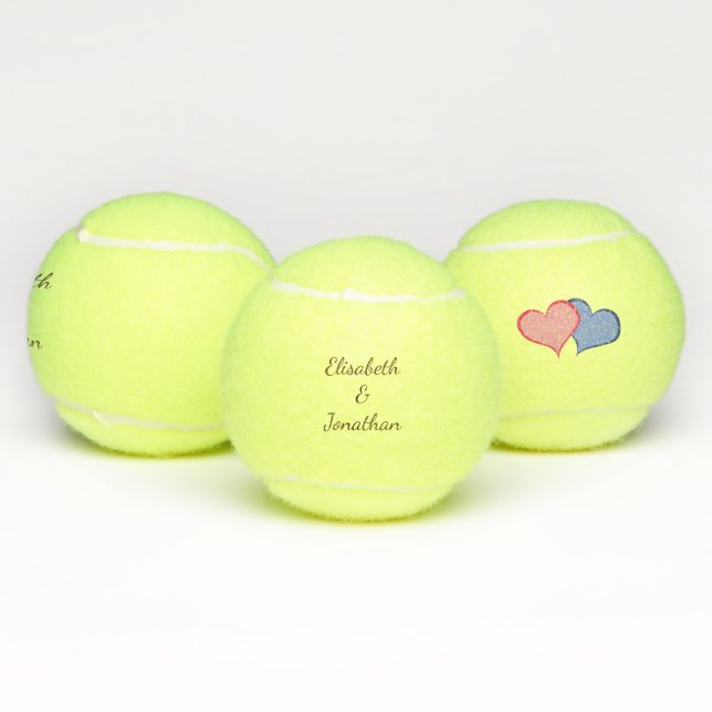 Romantic Hearts with Text Names Tennis Balls (Multi)