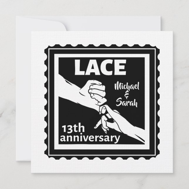 Romantic holding hands 13th wedding anniversary invitation (Front)