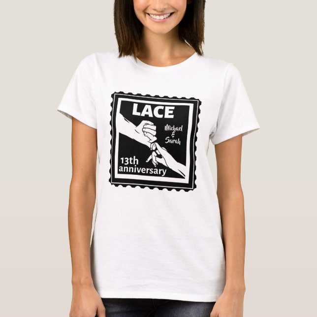 Romantic holding hands 13th wedding anniversary T-Shirt (Front)