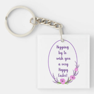Romantic holiday wreaths Tulip flowers Easter Keychain