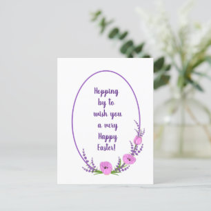 Romantic holiday wreaths Tulip flowers Easter Postcard