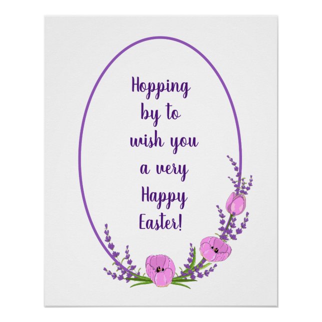 Romantic holiday wreaths  Tulip flowers Easter   Poster (Front)
