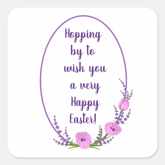Romantic holiday wreaths  Tulip flowers Easter   Square Sticker (Front)