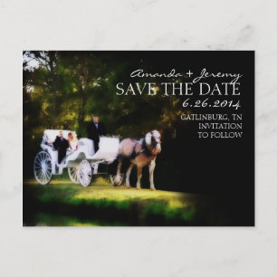 Romantic Horse Carriage Save the Date Announcement Postcard