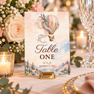 Romantic Hot Air Balloon Destination Wedding Table Number