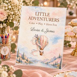 Romantic Hot Air Balloon Wedding Kids Table Sign