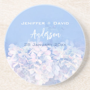 Romantic Hydrangeas Personalized Wedding Coaster