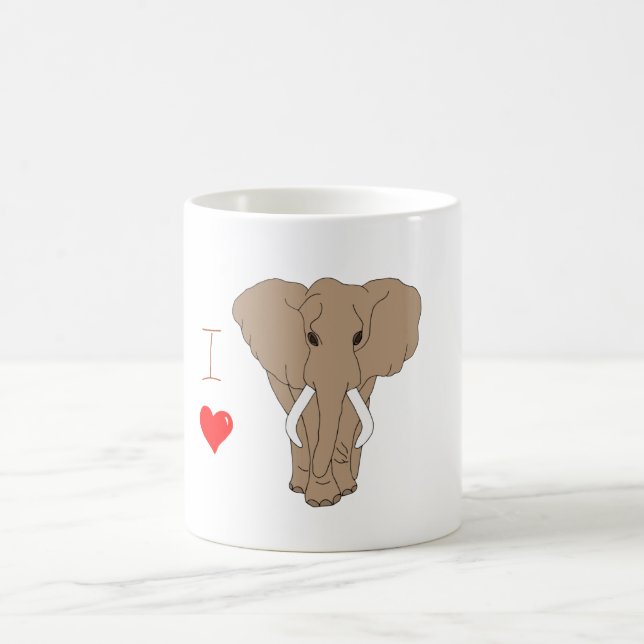 Romantic I love  elephants Coffee Mug (Center)