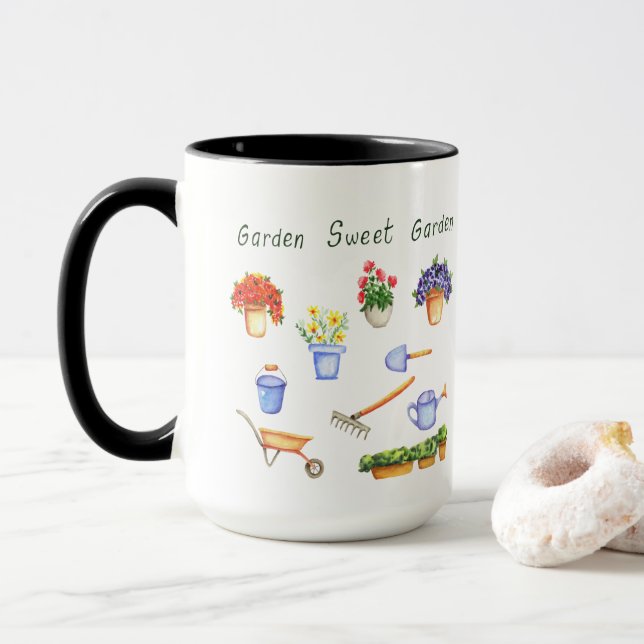 Romantic I love my fowers Minimalist Cute       Mug (With Donut)