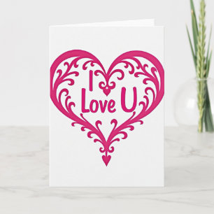Romantic I Love U Heart Card