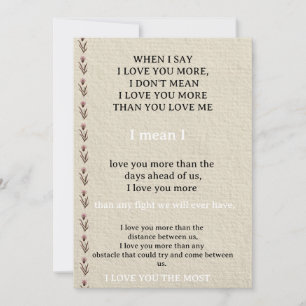 Romantic “I Love You More” Quote Card – Minimalist