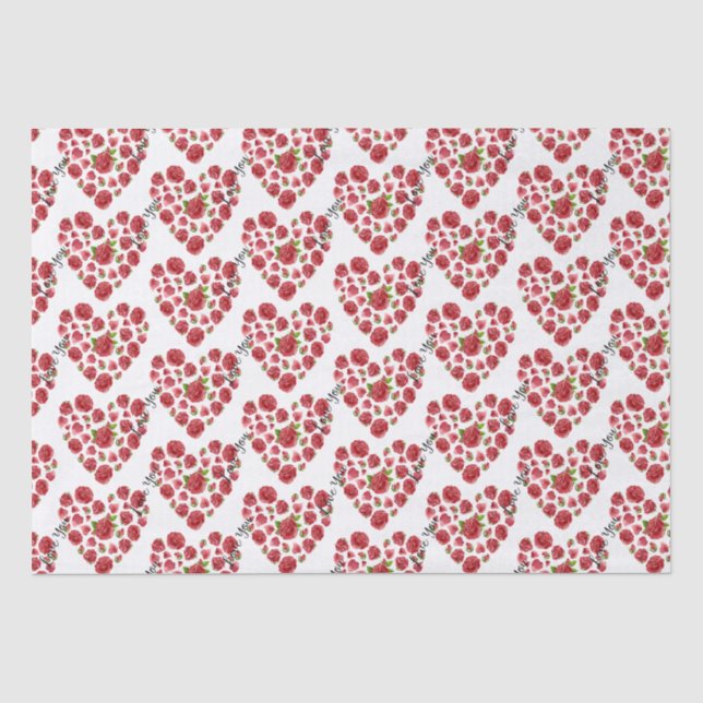 Romantic I Love You Red Roses Hearts  Tissue Paper (Front)
