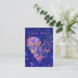 Romantic I Love You Text Card Heart Butterflies
